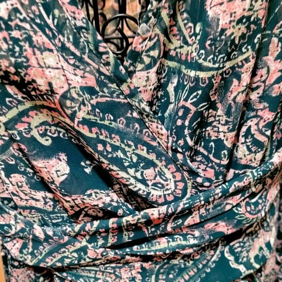 Indigo Rose - Very Flowy Paisley Print Long Sleeve Dress - size XL - Picture 6 of 8